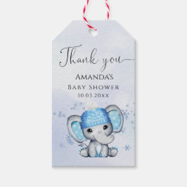Cute Winter Elephant Baby shower Dank je cadeau Cadeaulabel
