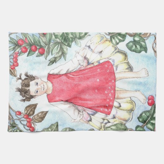 Cute Winter Fairy Kitchen Towel Theedoek (Horizontaal)