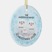 Cute Winter Family of 3 Seals Kerstmis Keramisch Ornament (Rechts)