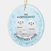 Cute Winter Family of 3 Seals Kerstmis Keramisch Ornament (Links)