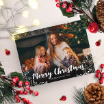 Cute Winter Foliage Photo Merry Kerstry Briefkaart<br><div class="desc">Eenvoudige leuke foto-kerstkaart met een witte kalligrafie,  geweldig voor donkere afbeeldingen.</div>