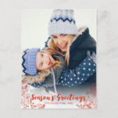 Cute Winter Foliage Red Script Briefkaart (Voorkant)