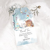 Cute Winter Forest Fairy Birthday Dank je wel Cadeaulabel