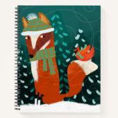 Cute Winter Fox and Cardinal Notebook Notitieboek (Voorkant)