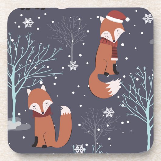 Cute Winter Fox Bier Onderzetter (Voorkant)