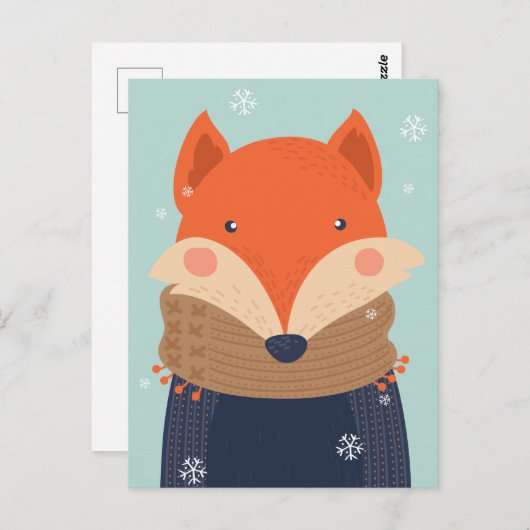 Cute Winter Fox briefkaart (Voorkant / Achterkant)