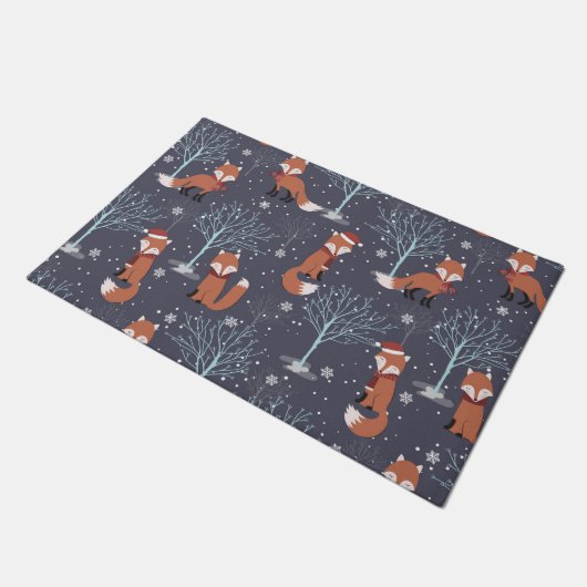 Cute Winter Fox Deurmat (Schuin)