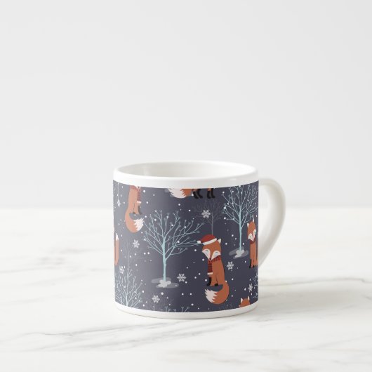 Cute Winter Fox Espresso Kop (Voorkant rechts)
