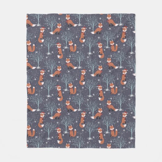 Cute Winter Fox Fleece Deken (Voorkant)