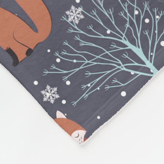 Cute Winter Fox Fleece Deken (Hoek)