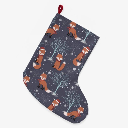Cute Winter Fox Grote Kerstsok (Voorkant (Hangend))