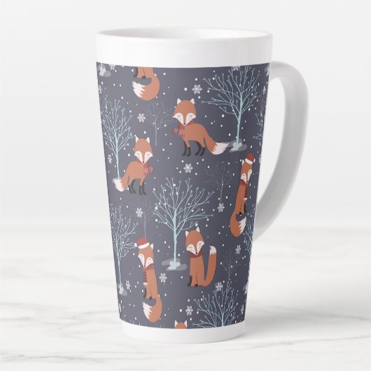 Cute Winter Fox Latte Mok (Rechterhoek)