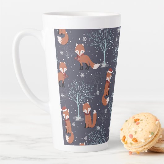 Cute Winter Fox Latte Mok (In situ)