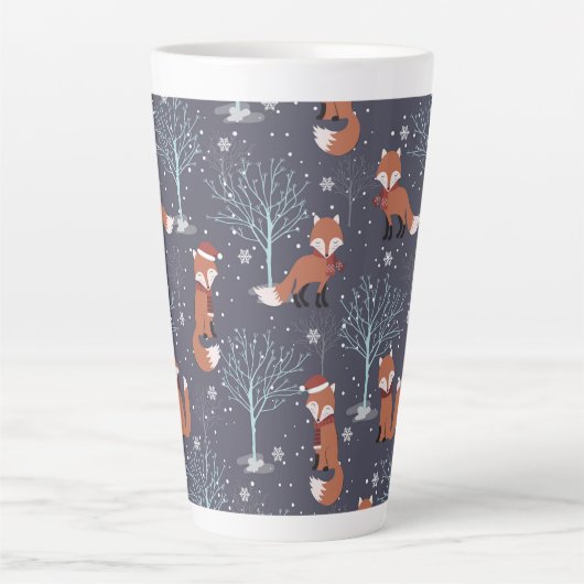 Cute Winter Fox Latte Mok (Voorkant)