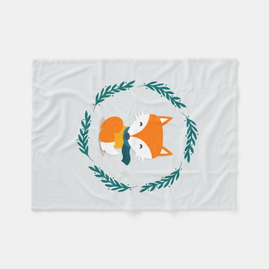 Cute Winter Fox met Scarf Fleece Deken (Voorkant (Horizontaal))