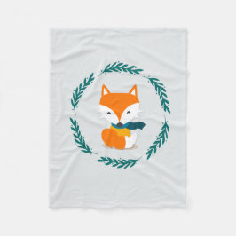 Cute Winter Fox met Scarf Fleece Deken