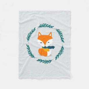 Cute Winter Fox met Scarf Fleece Deken