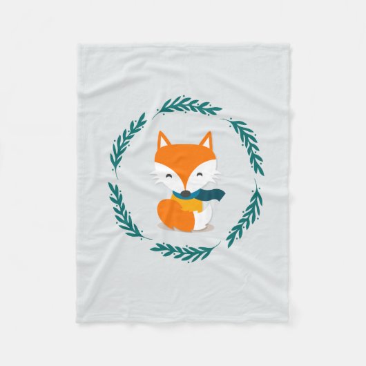 Cute Winter Fox met Scarf Fleece Deken (Voorkant)
