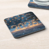 cute winter fox new year 2026 coasters bier onderzetter (Linkerzijde)