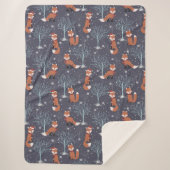 Cute Winter Fox Sherpa Deken (Voorkant)