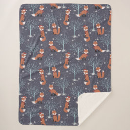 Cute Winter Fox Sherpa Deken