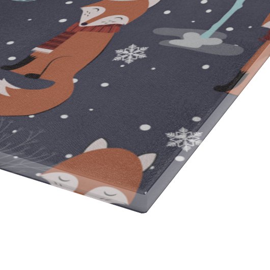 Cute Winter Fox Snijplank (Hoek)