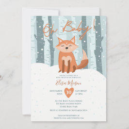 Cute winter fox snow illustratie Oh baby shower Kaart