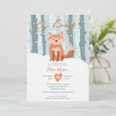 Cute winter fox snow illustratie Oh baby shower Kaart (Staand voorkant)