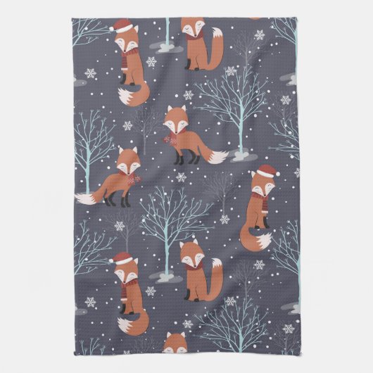 Cute Winter Fox Theedoek (Verticaal)