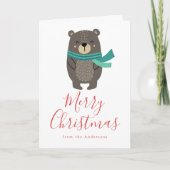 Cute Winter Friends Beer, niet-foto Feestdagen Kaart (Voorkant)