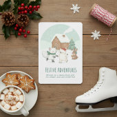 Cute Winter Friends Holiday Card Feestdagenkaart