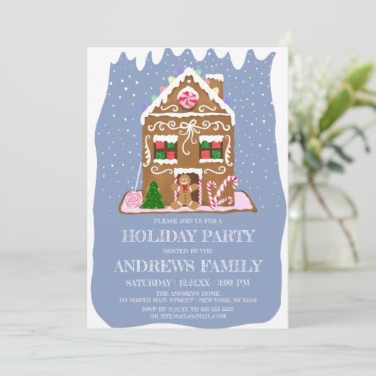 Cute Winter Gingerbrood Snoep House Holiday Kaart (Staand voorkant)