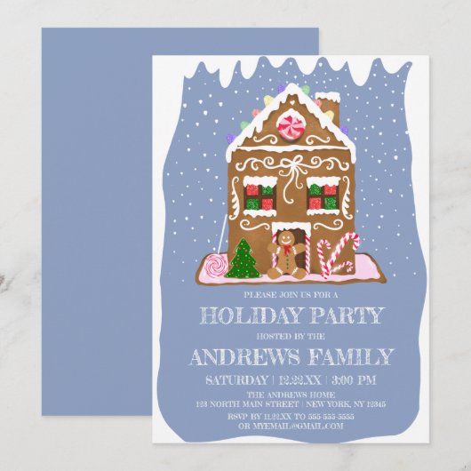 Cute Winter Gingerbrood Snoep House Holiday Kaart (Voorkant / Achterkant)
