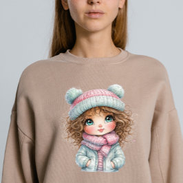 Cute Winter Girl Cozy Scarf Kawaii Art T-shirt