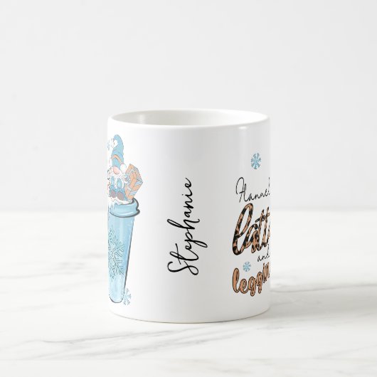 Cute Winter Gnome Flannels Lattes Leggings Koffiemok (Center)