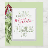 Cute Winter Greenery Kerstmis Wijn Etiket (Enkel label)