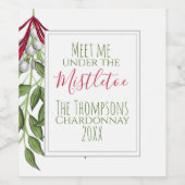Cute Winter Greenery Kerstmis Wijn Etiket (Enkel label)