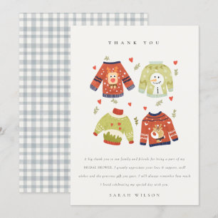Cute Winter Heart Leafy Ugly Sweater Vrijgezellenf Bedankkaart