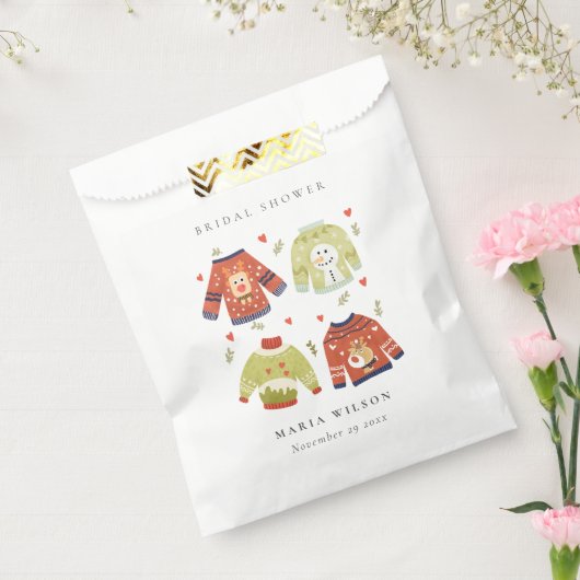 Cute Winter Heart Leafy Ugly Sweater Vrijgezellenf Bedankzakje (Gezegeld)