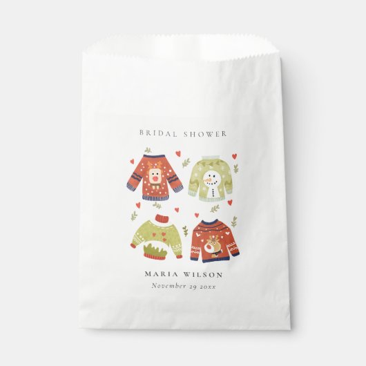 Cute Winter Heart Leafy Ugly Sweater Vrijgezellenf Bedankzakje (Voorkant)