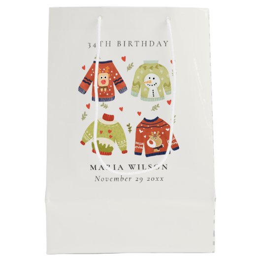 Cute Winter Heart Ugly Sweater Elke zondag Medium Cadeauzakje (Achterkant)