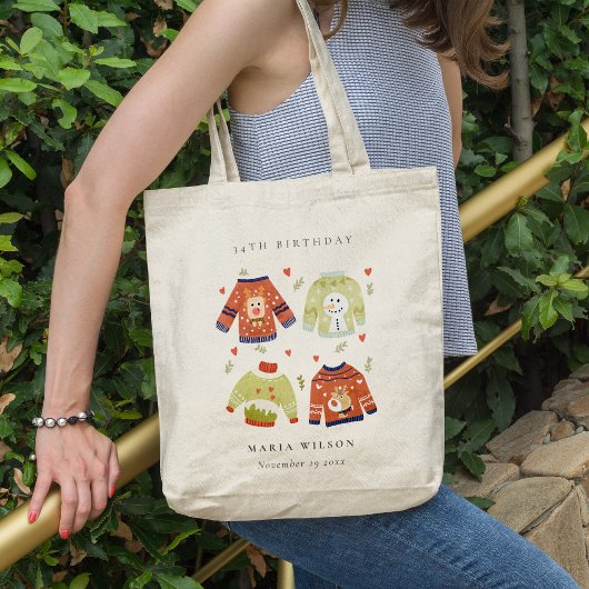 Cute Winter Heart Ugly Sweater Elke zondag Tote Bag