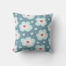 Cute Winter Hearts and Snowy Clouds Pattern