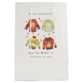 Cute Winter Hearts Leafy Ugly Sweater Baby shower Medium Cadeauzakje (Achterkant)