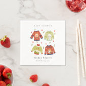 Cute Winter Hearts Leafy Ugly Sweater Baby shower Servet (Insitu)