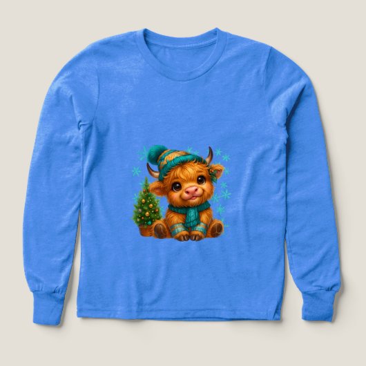 Cute Winter Highland Cow Christmas Art – Cozy Baby (Voorkant)