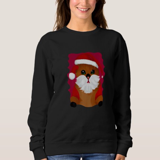 Cute Winter Holiday Christmas Cat in a Santa Hat G Trui (Voorkant)