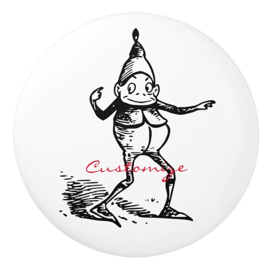 Cute Winter Holiday Elf Gnome Thunder_Cove Keramische Knop (Voorkant)