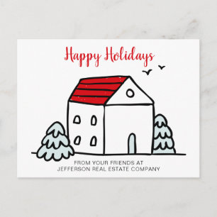 Cute Winter House Real Estate Corporate Business Feestdagenkaart