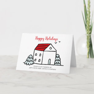 Cute Winter House Real Estate Feestdagen Kaart